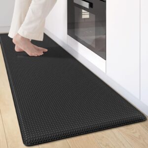 oakeep kitchen mat anti fatigue cushioned mats for floor runner rug padded kitchen mats for standing, 17"x59", black