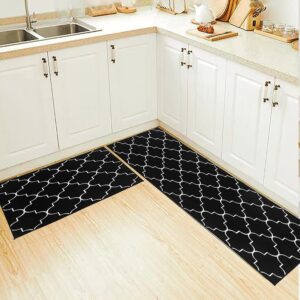 Kitchen Rugs Kitchen Mat Set of 2 Kitchen Rug Non-Slip Kitchen Rugs and Mats 47.3x17.3/31.5x17.3 Inch Floor Mat Doormat Runner Rug for Kitchen, Laundry, Living Room, Bedroom, Bathroom, Front Door