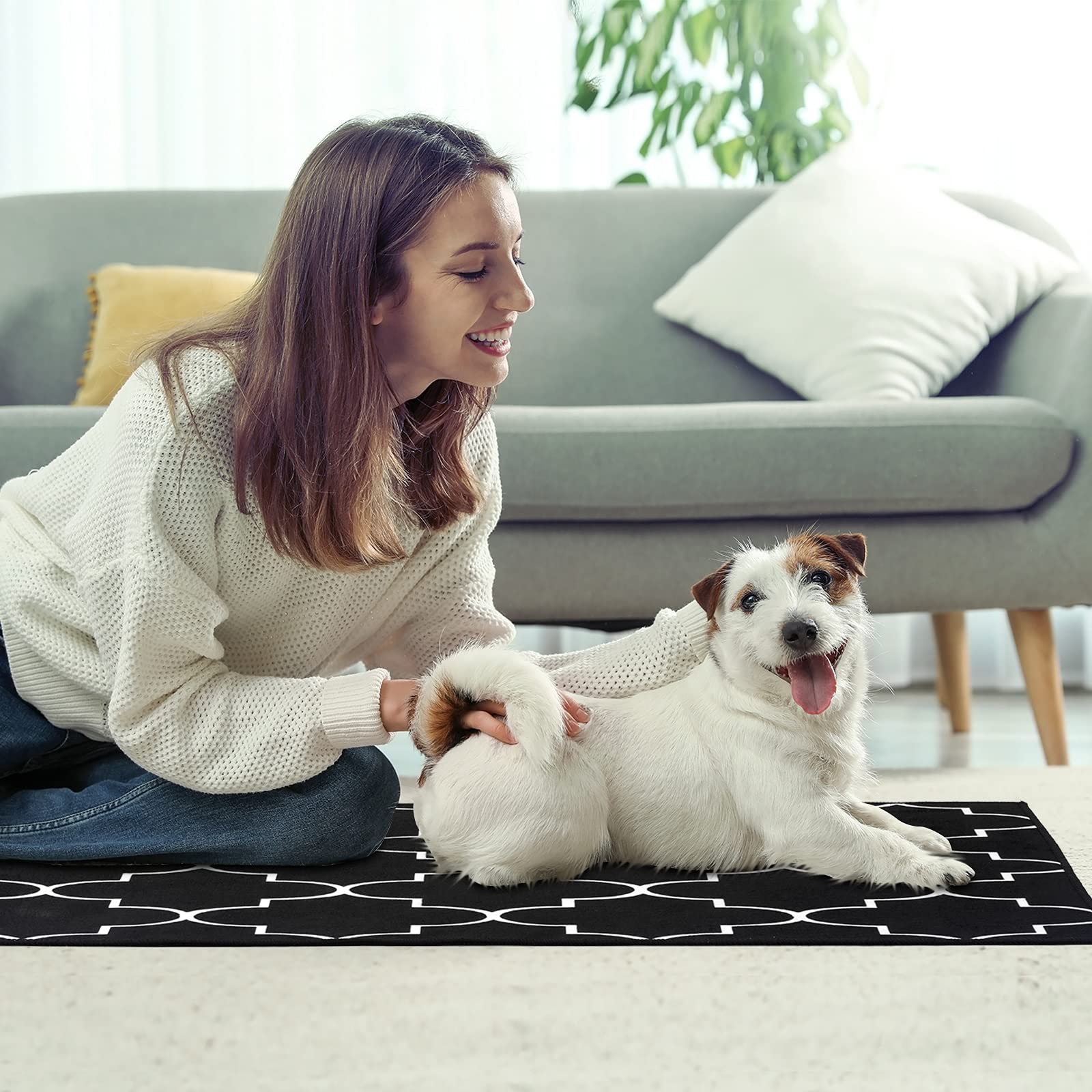 Kitchen Rugs Kitchen Mat Set of 2 Kitchen Rug Non-Slip Kitchen Rugs and Mats 47.3x17.3/31.5x17.3 Inch Floor Mat Doormat Runner Rug for Kitchen, Laundry, Living Room, Bedroom, Bathroom, Front Door