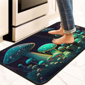 Mushroom Kitchen Rugs and Mats Non Skid Washable Absorbent Stain Resistant,Durable and Easy to Clean, Kitchen Rug Set of 2 Mushroom Kitchen Decoration 17 x47+17"x30"