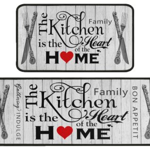 Sunopas Farmhouse Kitchen Rug 2 Pieces Set, Washable Non-Slip Kitchen Sink Rustic Decor Carpet, Home Water Absorb Microfiber Cushioned Kitchen Floor Standing Mats 17"x47"+17"x30"