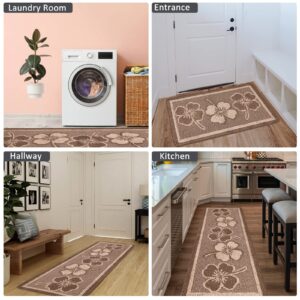 Kitchen Rugs Sets 3 PCS Non Slip Kitchen mats for Floor,Washable Kitchen Runner Rug,Super Absorbent Kitchen mats for Kitchen,Bathroom,Floor,Office,Sink(Brown,19.7"x47.2"+19.7"x31.5"+19.7" x 59")