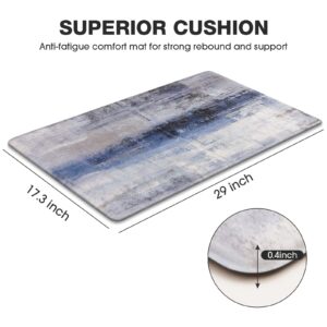 MAYHMYO Kitchen Floor Mat Blue Kitchen Rugs Anti Fatigue Kitchen Floor Mat Cushioned Non Skid Waterproof Kitchen Runner Rug Kitchen Rugs and Mats Memory Foam Kitchen Mats for Floor Laundry Office Sink