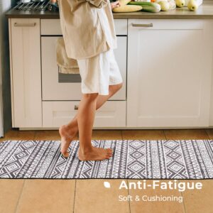 FRESHMINT Anti Fatigue Kitchen Mats for Floor 2 Piece Set, Waterproof & Non-Skid Boho Kitchen Rugs, Cushioned Kitchen Mat for Standing Washable Comfort Desk Kitchen Runners, 17x30+17x47