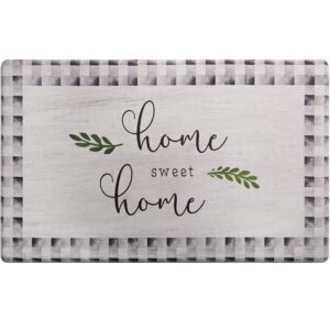 sohome cozy living anti fatigue kitchen mat for floor, home sweet home themed cushioned kitchen runner rug mat, non slip, easy wipe clean, 1/2 inch thick, 18" x 30", grey