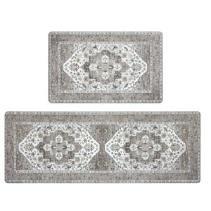 hebe boho anti fatigue kitchen rugs set of 2 non slip cushioned kitchen mats for floor vintage oriental kitchen rugs and mats set vintage kitchen carpet rug runner for sink laundry standing