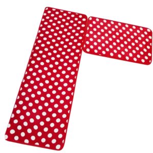 aboo kitchen rugs 2 pieces memory foam kitchen mat non-slip red with white dot (15.7"×23.6" + 15.7"×47.2" red)