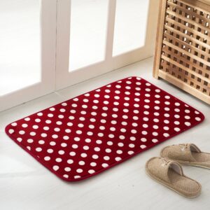 Aboo Kitchen Rugs 2 Pieces Memory Foam Kitchen Mat Non-Slip Red With White Dot (15.7"×23.6" + 15.7"×47.2" Red)