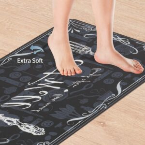 Asrug Anti Fatigue Comfort Kitchen Standing Desk Mat Decorative Ergonomic Floor Pad Kitchen Rug Waterproof Stain Resistance Non Slip Kitchen Set, 17.3''x27.6''+17.3''x47.2'', Eat Well