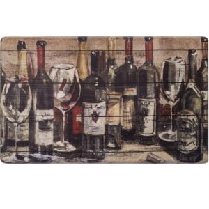 sohome cozy living anti-fatigue designer kitchen mat, wine asst. themed-non slip, stain resistant, easy clean, 1/2 inch thick comfort chef mat, 18" x 55"