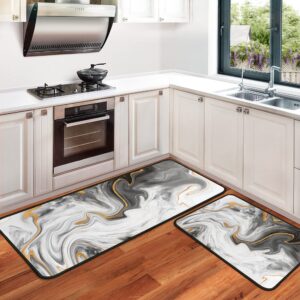 white marble kitchen rugs and mats non skid washable absorbent stain resistant,durable and easy to clean,kitchen rug set of 2 marble kitchen deco 17"x47"+17"x30"