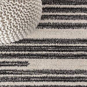 JONATHAN Y MOH207A-4 Khalil Modern Berber Stripe Indoor Farmhouse Area -Rug Bohemian Minimalistic Striped Easy -Cleaning Bedroom Kitchen Living Room Non Shedding, 4 X 6, Cream,Black