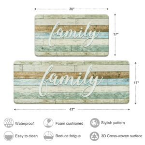 ROSMARUS Kitchen Rug Set of 2, Anti Fatigue Kitchen Mats Non Skid Waterproof Kitchen Rugs Cushioned Farmhouse Comfort Standing Kitchen Mats for Floor (17"x30"+17"x47", Beige Family)