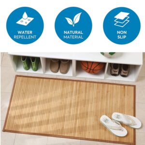 Nisorpa Natural Bamboo Bathroom Mat 28x79 Inches Large Bamboo Area Rug Anti Slip Kitchen Floor Runner Bamboo Matting Carpet for Bedroom Living Room Kitchen