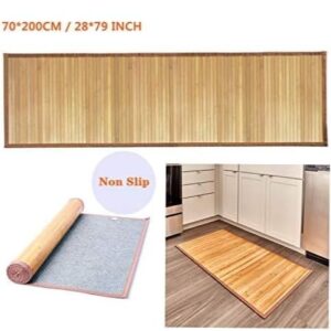 Nisorpa Natural Bamboo Bathroom Mat 28x79 Inches Large Bamboo Area Rug Anti Slip Kitchen Floor Runner Bamboo Matting Carpet for Bedroom Living Room Kitchen