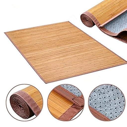 Nisorpa Natural Bamboo Bathroom Mat 28x79 Inches Large Bamboo Area Rug Anti Slip Kitchen Floor Runner Bamboo Matting Carpet for Bedroom Living Room Kitchen