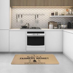 Falflor Farmhouse Kitchen Rugs Set 2 Pieces Non Slip Stain Resistant Cushioned Comfort Standing Mats Easy to Clean (18"x 30"+18"x 48")