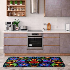 GISPOG Floral Mexican Birds Kitchen Rugs Indoor Outdoor Non Slip Kitchen Floor Mats Area Rugs Runner Rug Laundry Room Rug 40x20 in