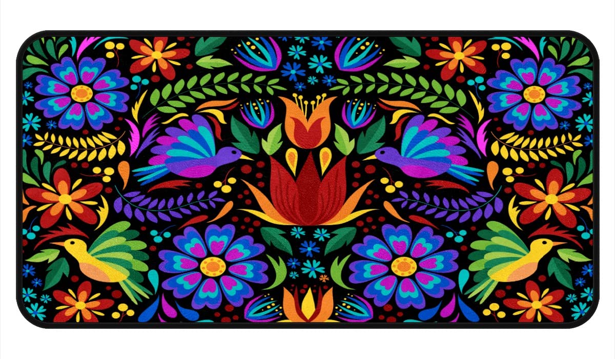 GISPOG Floral Mexican Birds Kitchen Rugs Indoor Outdoor Non Slip Kitchen Floor Mats Area Rugs Runner Rug Laundry Room Rug 40x20 in