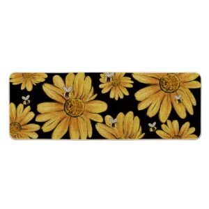 artoid mode sunflower bees summer decorative doormat, spring low-profile home decor switch rug door mat floor mat for indoor outdoor 17x47 inch