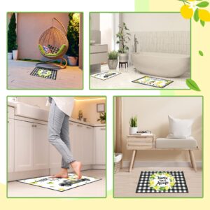 3 Pcs Lemon Themed Kitchen Mat Gnome Rug Boho Non Skid Kitchen Lemon Print Standing Mat Washable Floor Comfort Rubber Runner Rugs for Home Office Sink, 15.8 x 23.6 Inches