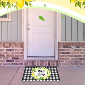 3 Pcs Lemon Themed Kitchen Mat Gnome Rug Boho Non Skid Kitchen Lemon Print Standing Mat Washable Floor Comfort Rubber Runner Rugs for Home Office Sink, 15.8 x 23.6 Inches