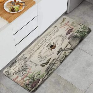 jilangca kitchen rug modern french bee garden vintage queen floral watering can chef sink mat cushioned floor mats doormat anti fatigue kitchen runner rugs bedroom area carpet color 17.7''x47.2''