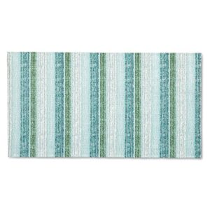 martha stewart stella ticking stripe slip-resistant kitchen mat, mint green/white, 20"x36"