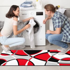 Red Grey Black White Abstract Art Kitchen Rugs and Mats Set of 2 Anti-Fatigue Cushioned Kitchen Floor Mat Non-Slip Backing Washable Kitchen Rugs Set for Home Office Laundry