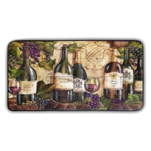 grapes wine rugs for kitchen floor 39x20 inch wine bottle rugs absorbent kitchen mat and rug for home & kitchen & office decor memory foam mat non-skid…