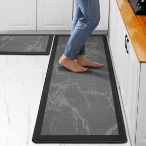 kitchen mat rug for floor,kitchen floor mats 2pcs cushion anti fatigue comfort mat for home and standing desk (black)