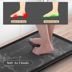 Kitchen Mat Rug for Floor,Kitchen Floor Mats 2PCS Cushion Anti Fatigue Comfort Mat for Home and Standing Desk (Black)