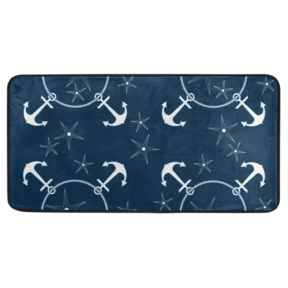 Kitchen Rugs Retro Nautical Anchors Navy Design Non-Slip Soft Kitchen Mats Bath Rug Runner Doormats Carpet for Home Decor, 39" X 20"