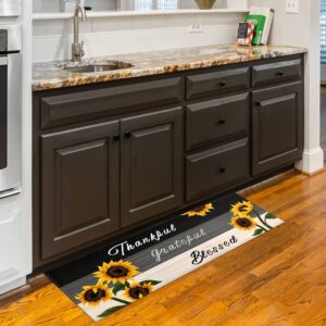 Mufunne Sunflower Kitchen Rugs, Sunflower Decor Sunflower Rugs for Kitchen, Country Sunflower Kitchen Decor Accessories Things - Sunflower Rugs and Mats, Kitchen Mat Set of 2, 17x30 and 17x47 Inch