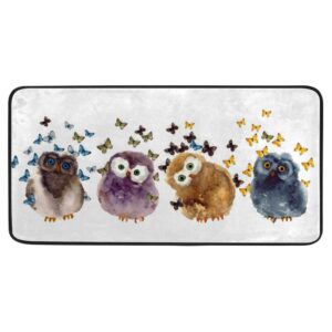 zhimi kitchen rug anti fatigue kitchen floor mat ﻿watercolor owls with butterfly standing runner long carpet non-slip laundry rug rectangle entryway mat 39 x 20 inch