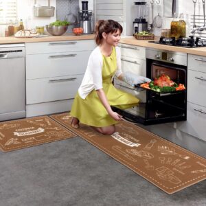 Carvapet Non-Slip Kitchen Mats Set Rubber Backing Doormat Runner Rug Set, Cozinha Design (Navy Blue 15"x47"+15"x23"+15"x23")