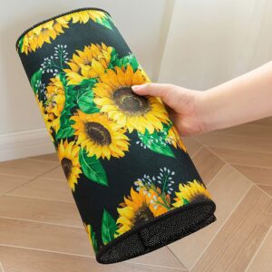 NC Sunflower Kitchen Rugs and Mats Set of 2, Anti-Fatigue Non-Slip Comfort Standing Runner Rug for Kitchen, Office, Sink, Laundry, Living Room (17"x48"+17"x24",Black)