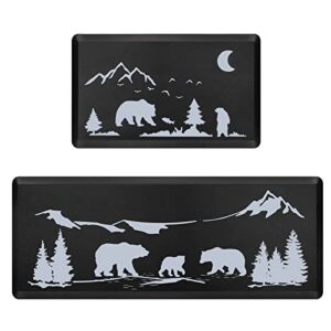 hoikwo black bear decor kitchen rugs and mats for floor, apartment essentials, 0.47inch thick cushioned anti fatigue mats winter kitchen floor mat for sink, laundry, office