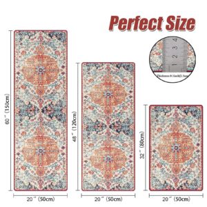 yuzshin Boho Kitchen mats for Floor 3 Piece Set,Runner Farmhouse Rubber Kitchen Mats for Floor Non Slip Machine Washable,Bohemian Kitchen mats,Thin Boho Kitchen Rug,tapetes para cocina