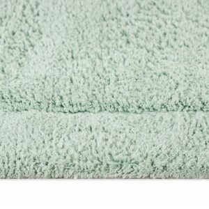 Superior Non-Slip 2 Piece Bath Rug Set, Ultra Plush, Soft and Absorbent 100% Combed Cotton Pile - Traditional Oval Bath Mat Set, Sage