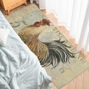 2 Piece Kitchen Mats Cushioned Anti Fatigue Chicken Cock Rooster Waterproof Non Slip Kitchen Rugs Washable Indoor Outdoor Vintage Rustic Farmhouse 15.7x23.6+15.7x47.2