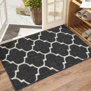 yikeduo kitchen rugs and mats absorbent resist dirt non skid kitchen floor mat for kitchen, bathroom, living room easy clean machine washable (black, 20"x31")