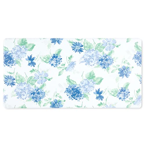 Martha Stewart Amber Floral Daisy Stripe Reverisble Water Resistant Kitchen Mat, Blue/Purple, 20"x39"