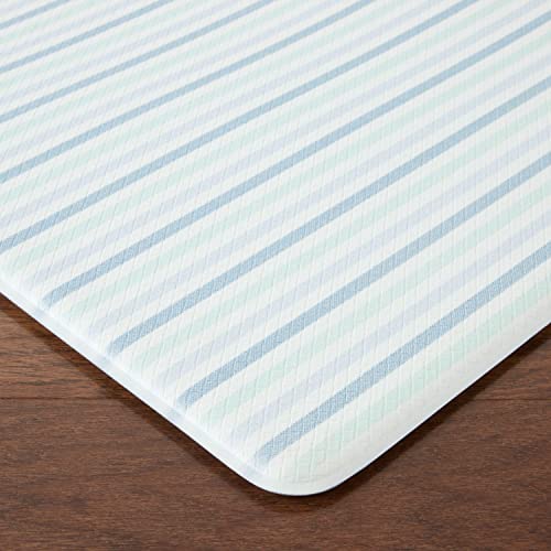 Martha Stewart Amber Floral Daisy Stripe Reverisble Water Resistant Kitchen Mat, Blue/Purple, 20"x39"