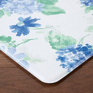 Martha Stewart Amber Floral Daisy Stripe Reverisble Water Resistant Kitchen Mat, Blue/Purple, 20"x39"