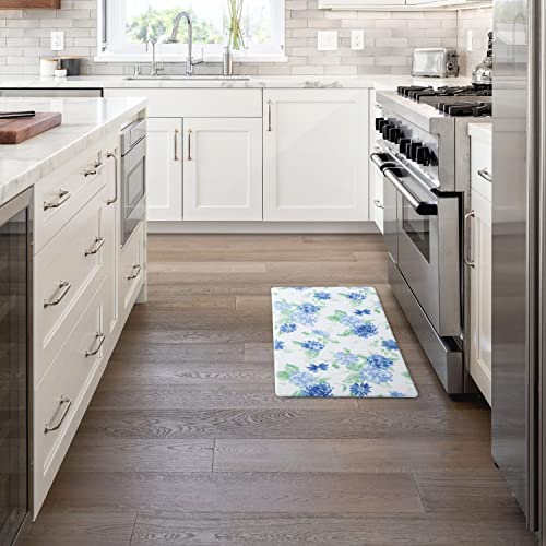 Martha Stewart Amber Floral Daisy Stripe Reverisble Water Resistant Kitchen Mat, Blue/Purple, 20"x39"