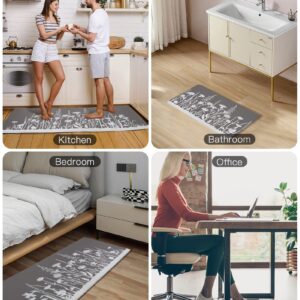 Kitchen Rugs and Mats Cushioned Anti Fatigue, Uamector 2 PCS Non Skid Kitchen Runner Rugs, Waterproof Memory Foam Kitchen Floor Mat, Standing Desk Mat for House, Sink, Office, Kitchen (Gray)