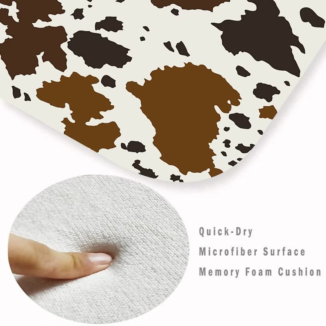 DYCBNESS Cowhide Brown Milk Cow Print Kitchen Mat Animal Cowhide Skin Pattern Kitchen Rug Anti Fatigue Floor Runner Rug Non Slip Farmhouse Standing Mat Creative Rustic Doormat for Kitchen Home Decor