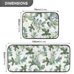 Green Kitchen Rugs Kitchen Mat Green Eucalyptus Anti Fatigue Mat Set of 2 Pieces Leaves Non Slip Entry Floor Carpet Door Mat Runner 20"x28"+20"x47" 20"x28"+20"x47"