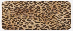 ambesonne leopard print kitchen mat, skin pattern of a wild savannah animal powerful panther big cat, plush decorative kitchen mat with non slip backing, 47" x 19", beige brown